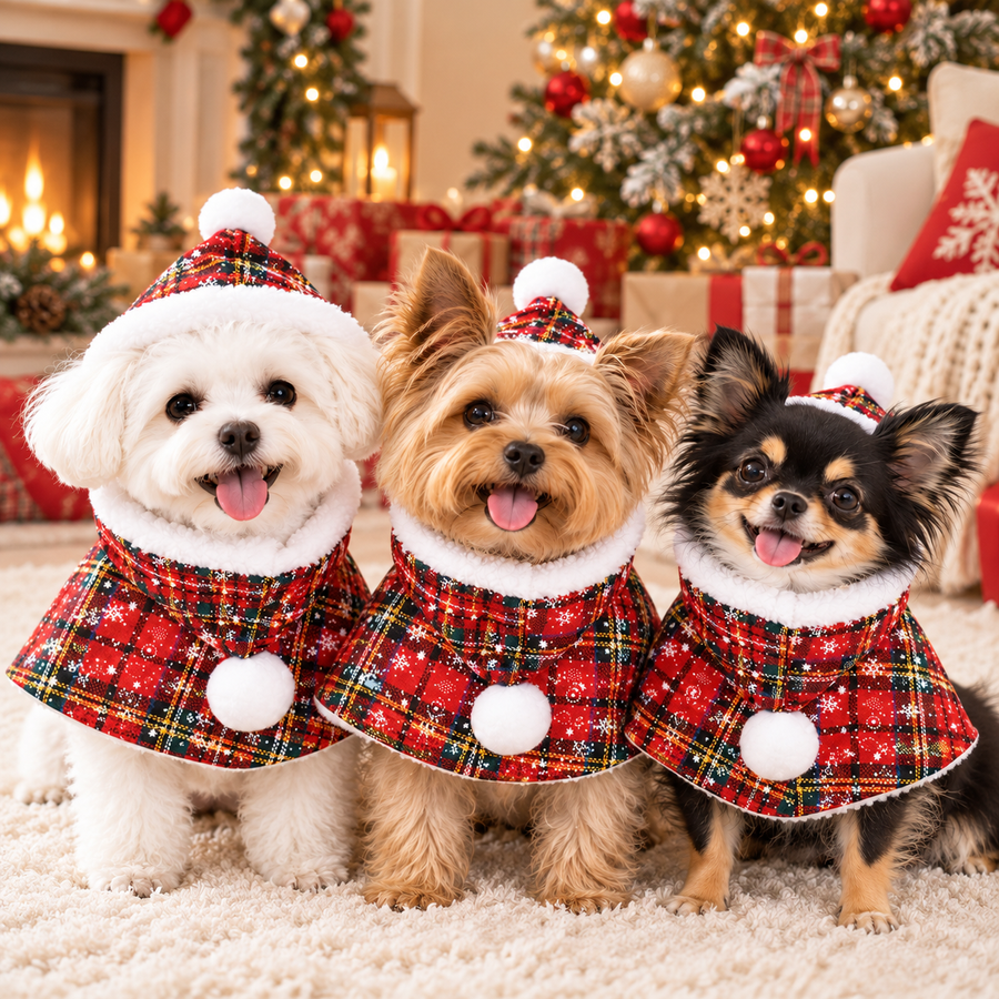 Christmas Plaid Dog Cape