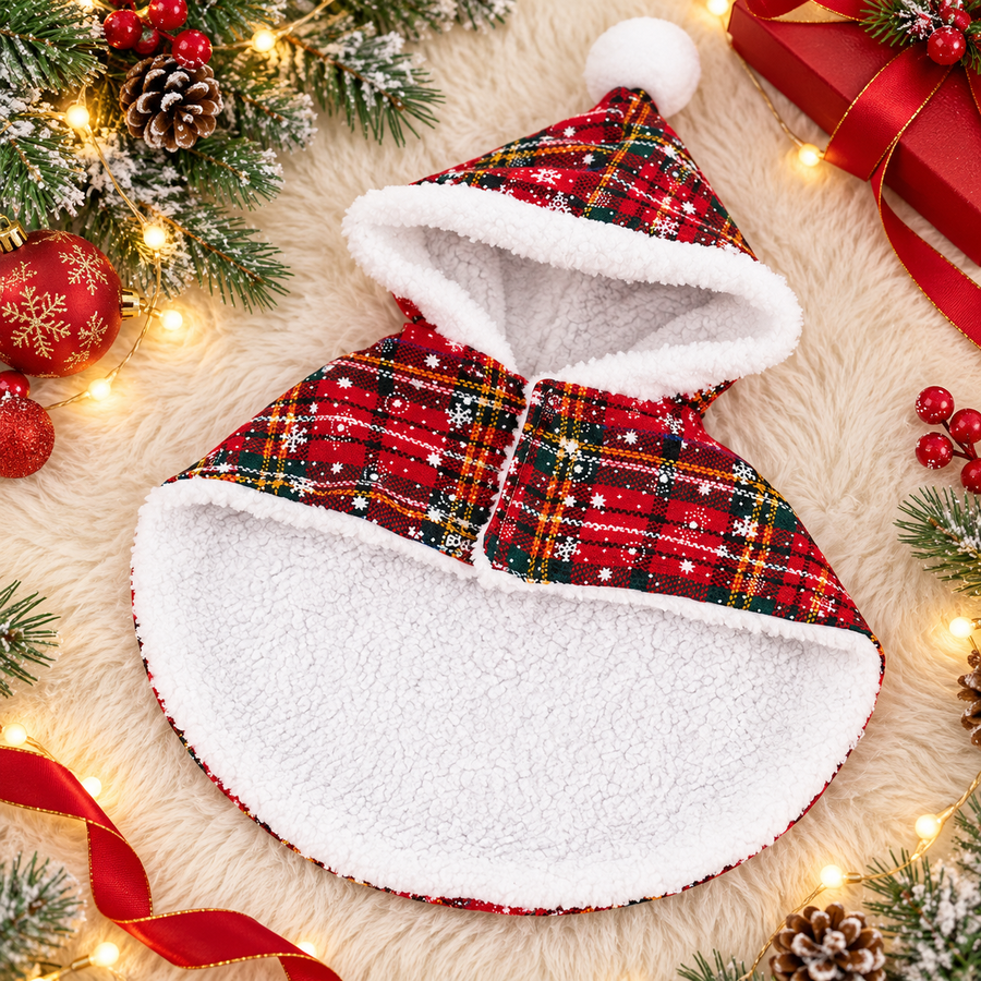 Christmas Plaid Dog Cape