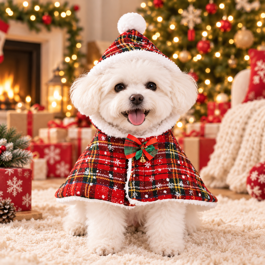 Christmas Plaid Dog Cape
