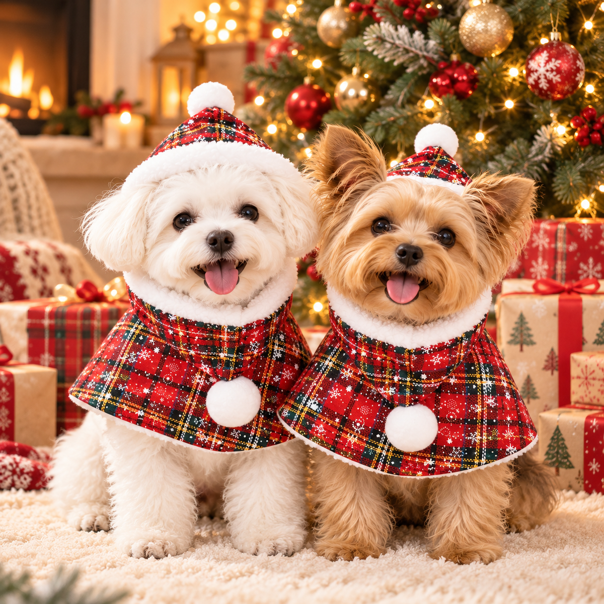 Christmas Plaid Dog Cape